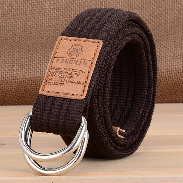 Casual Canvas Double Buckle Woven Belt