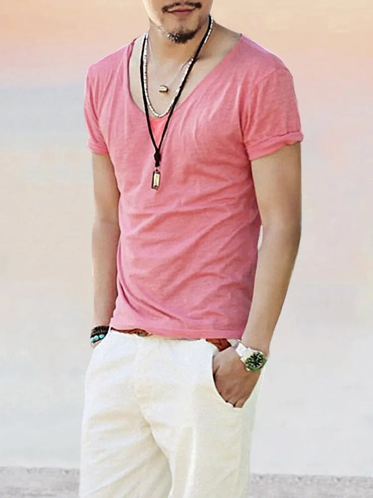 Casual Pure Cotton Slim Fit T-shirt