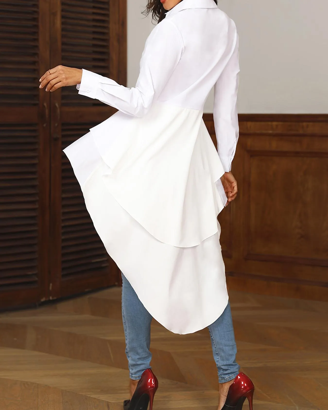 Turn-down Collar White Shirt Casual Top